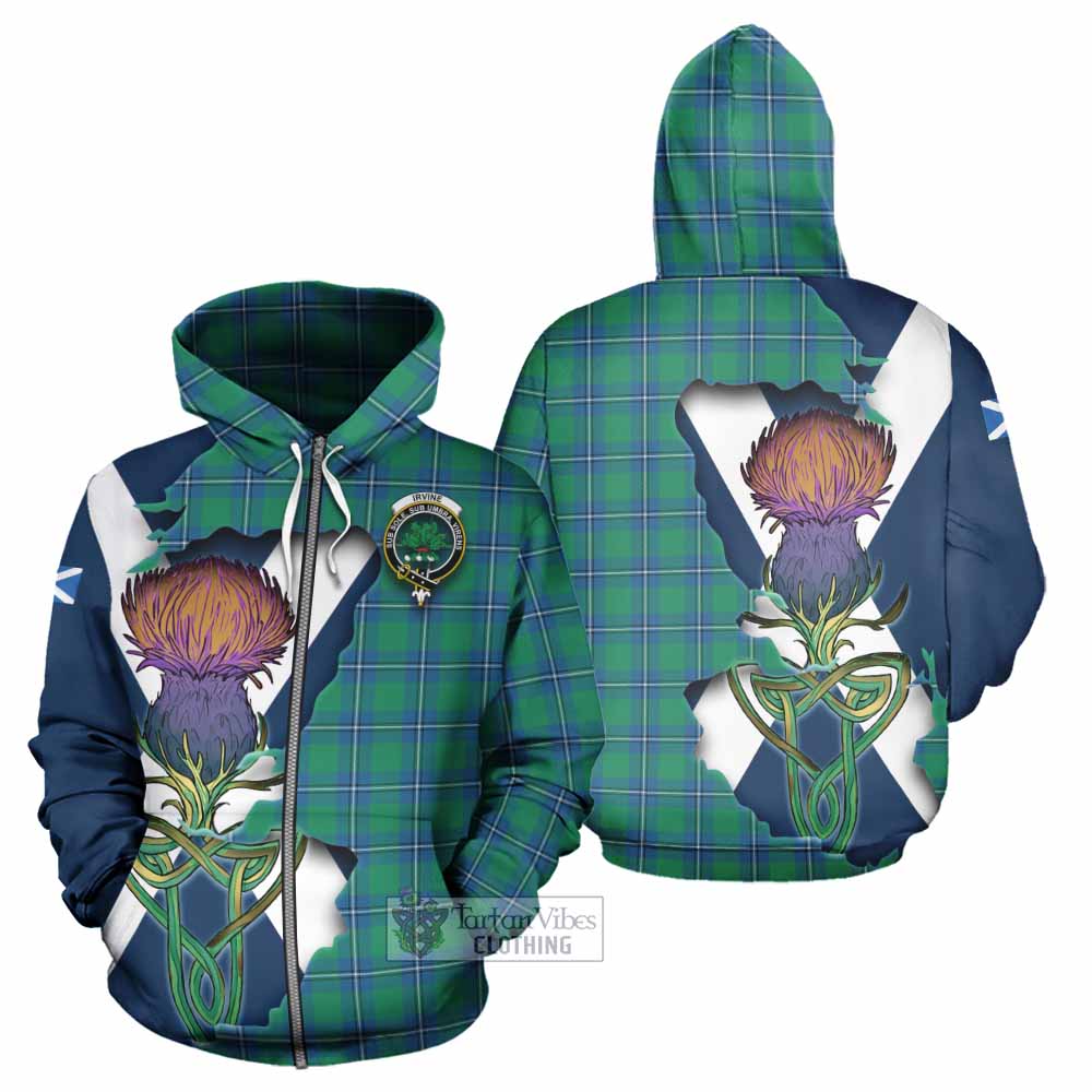 Irvine Tartan Family Crest Hoodie Scottish Thistle Celtic Inspired Zip Hoodie - Tartan Vibes Clothing
