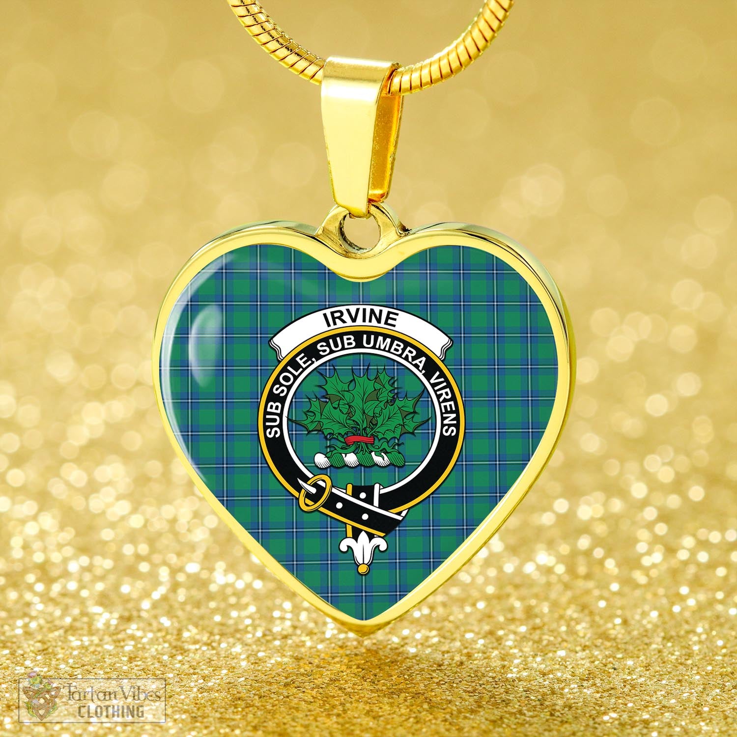 Tartan Vibes Clothing Irvine Ancient Tartan Heart Necklace with Family Crest