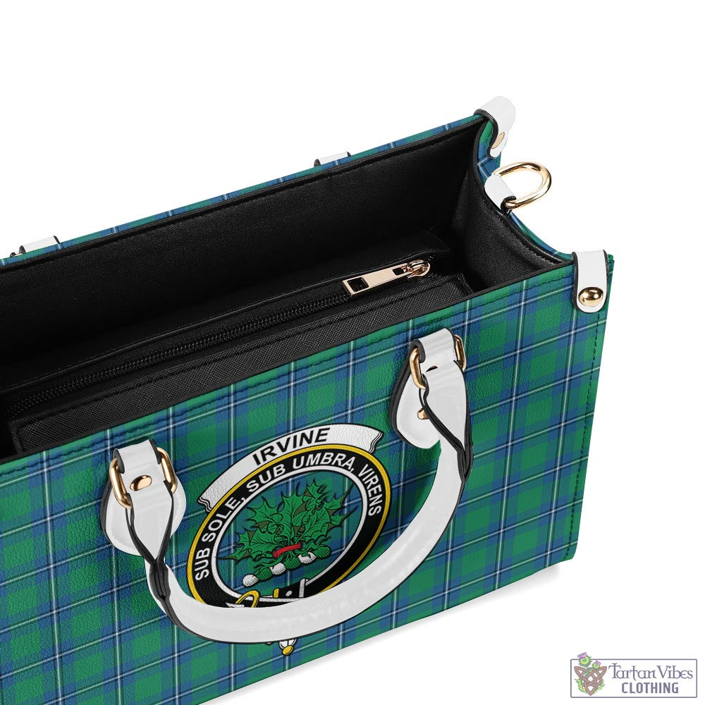 Tartan Vibes Clothing Irvine Ancient Tartan Luxury Leather Handbags with Family Crest