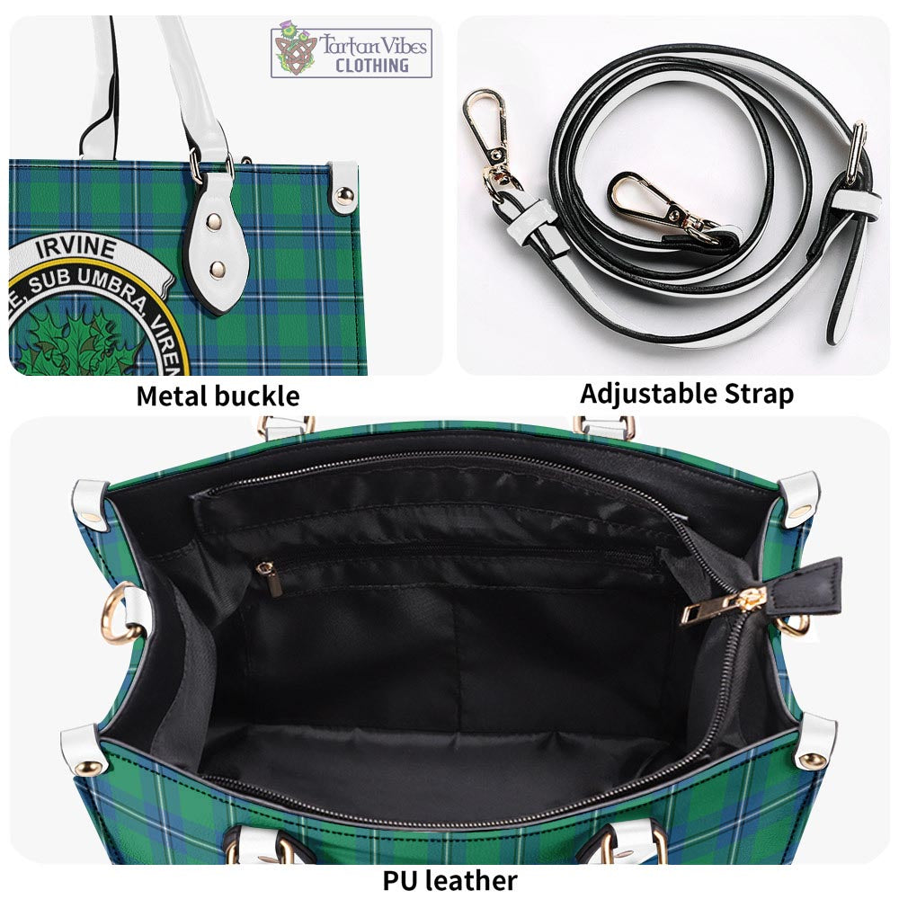 Tartan Vibes Clothing Irvine Ancient Tartan Luxury Leather Handbags with Family Crest