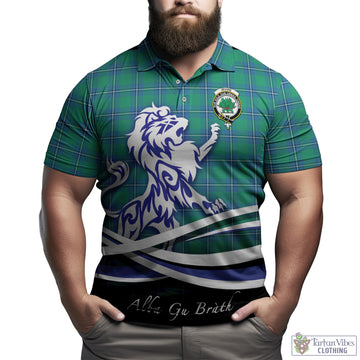 Irvine Tartan Polo Shirt with Alba Gu Brath Regal Lion Emblem