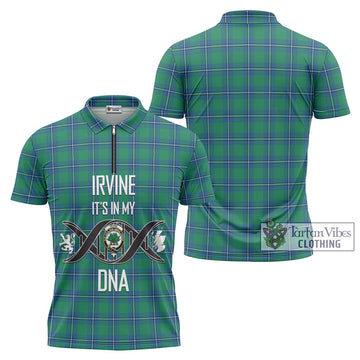 Irvine Tartan Zipper Polo Shirt with Family Crest DNA In Me Style