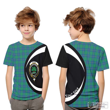 Irvine Tartan Kid T-Shirt with Family Crest Circle Style