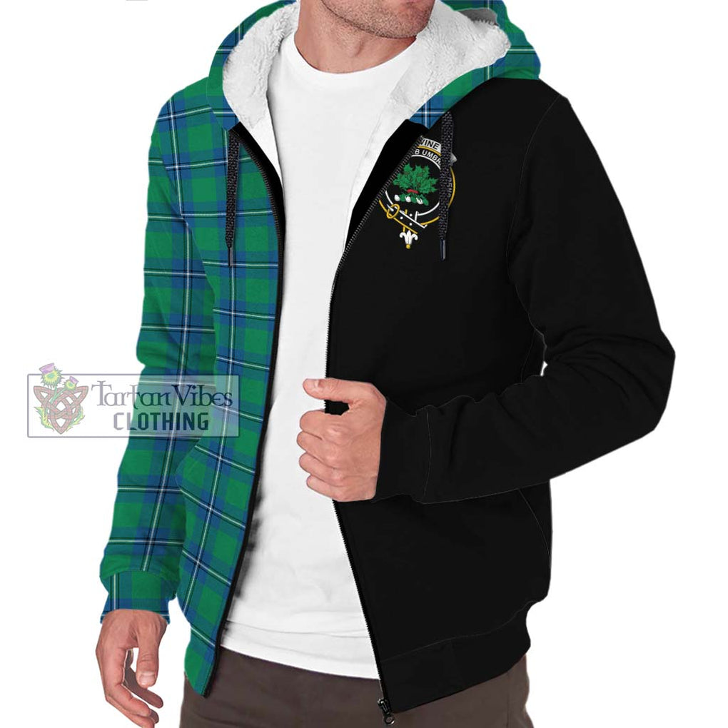 Irvine Tartan Sherpa Hoodie with Family Crest and Half Of Me Style Unisex S - Tartanvibesclothing Shop