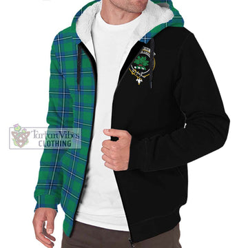 Irvine Tartan Sherpa Hoodie with Family Crest and Half Of Me Style