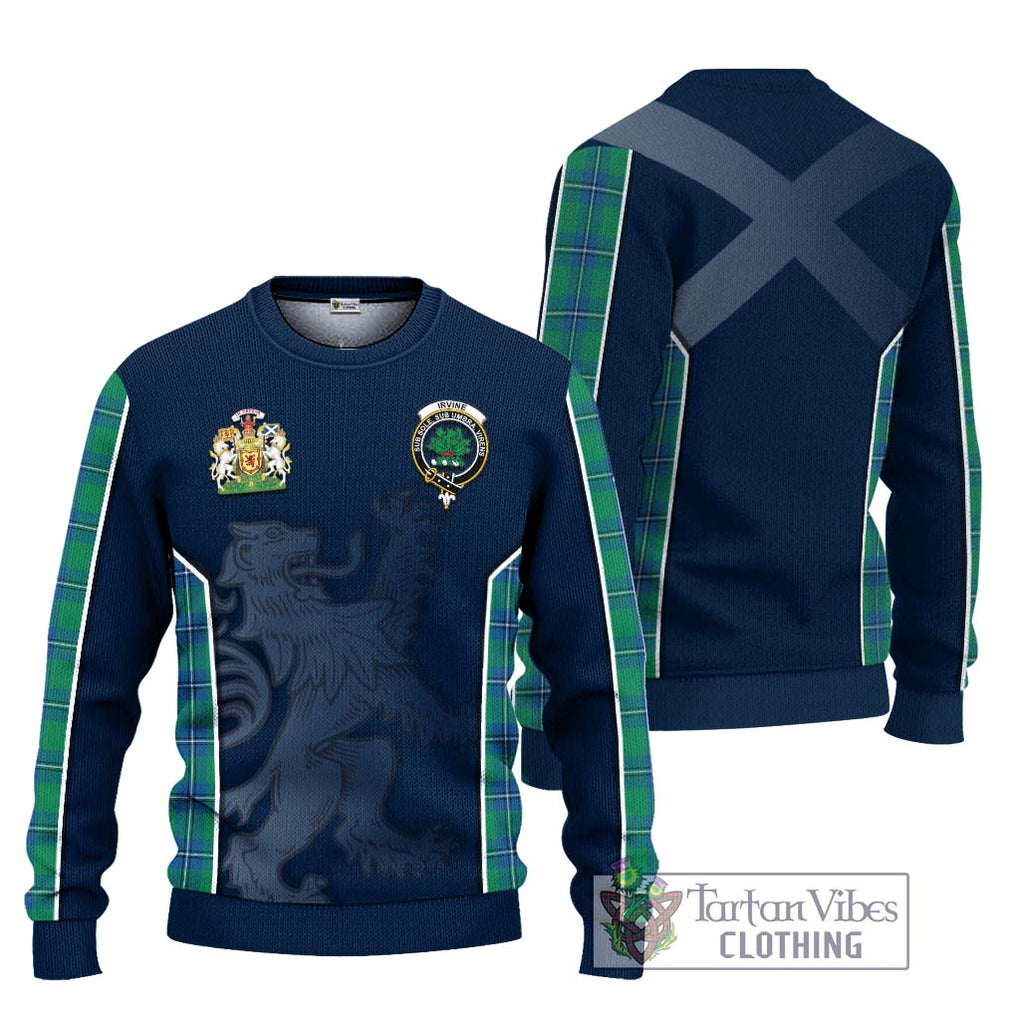 Irvine Tartan Knitted Sweater with Family Crest and Lion Rampant Vibes Sport Style Unisex - Tartan Vibes Clothing