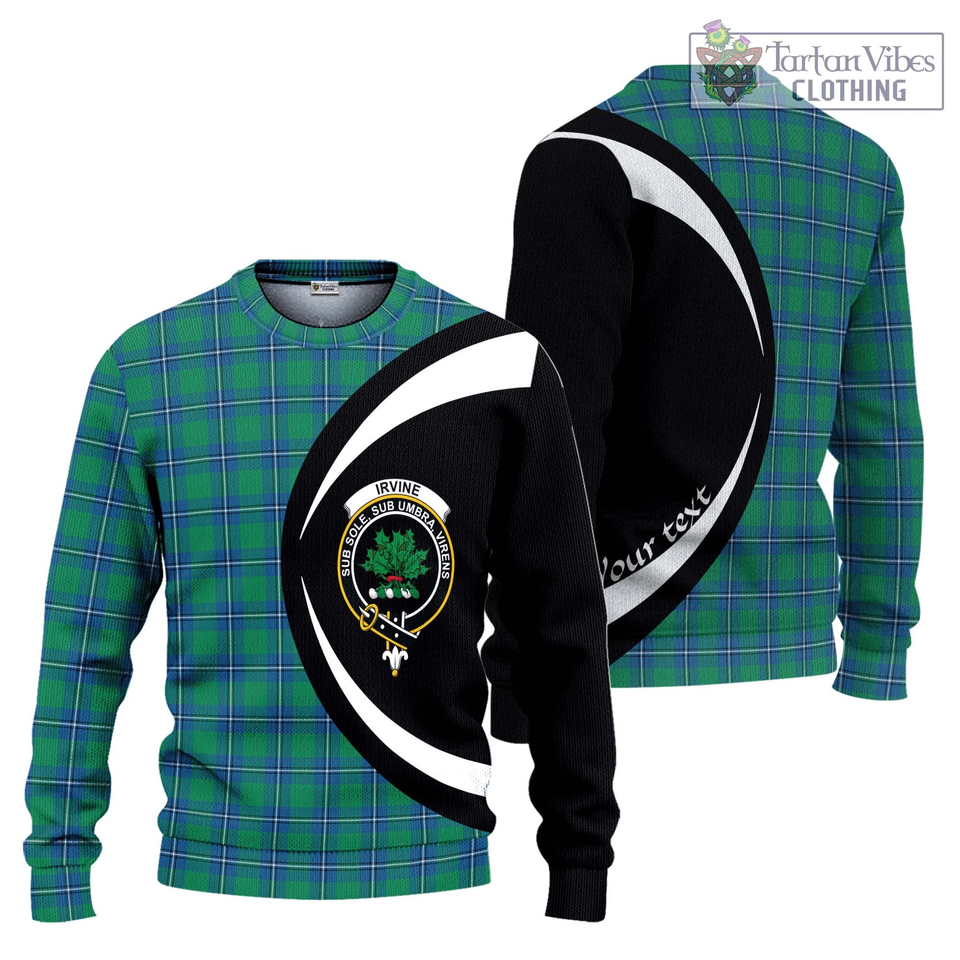 Irvine Tartan Ugly Sweater with Family Crest Circle Style Unisex - Tartan Vibes Clothing