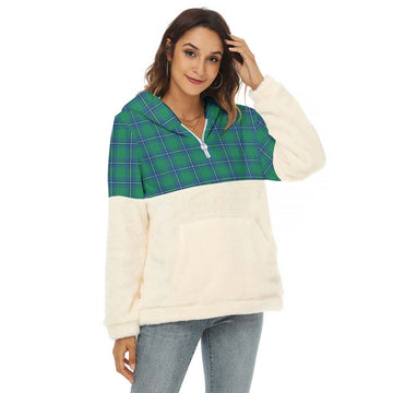 Irvine Tartan Women's Borg Fleece Hoodie With Half Zip