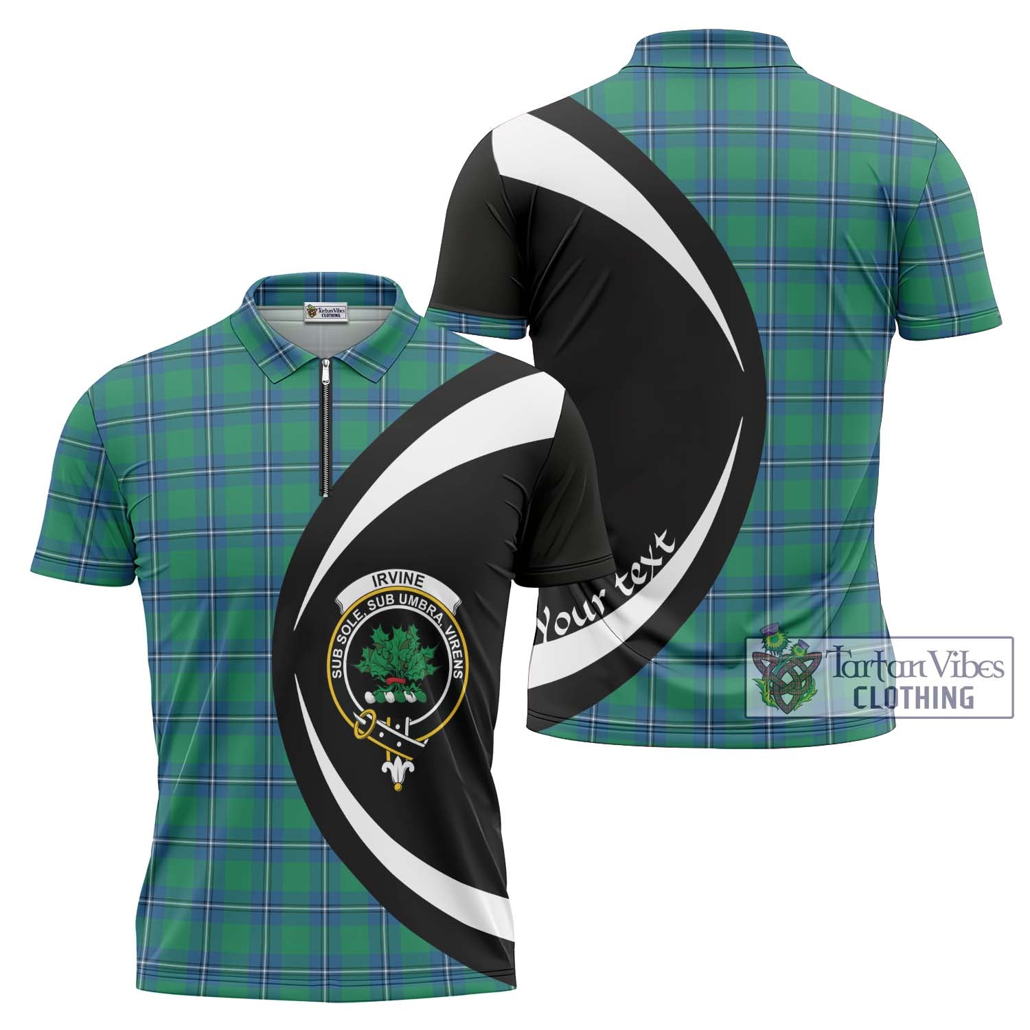 Tartan Vibes Clothing Irvine Ancient Tartan Zipper Polo Shirt with Family Crest Circle Style