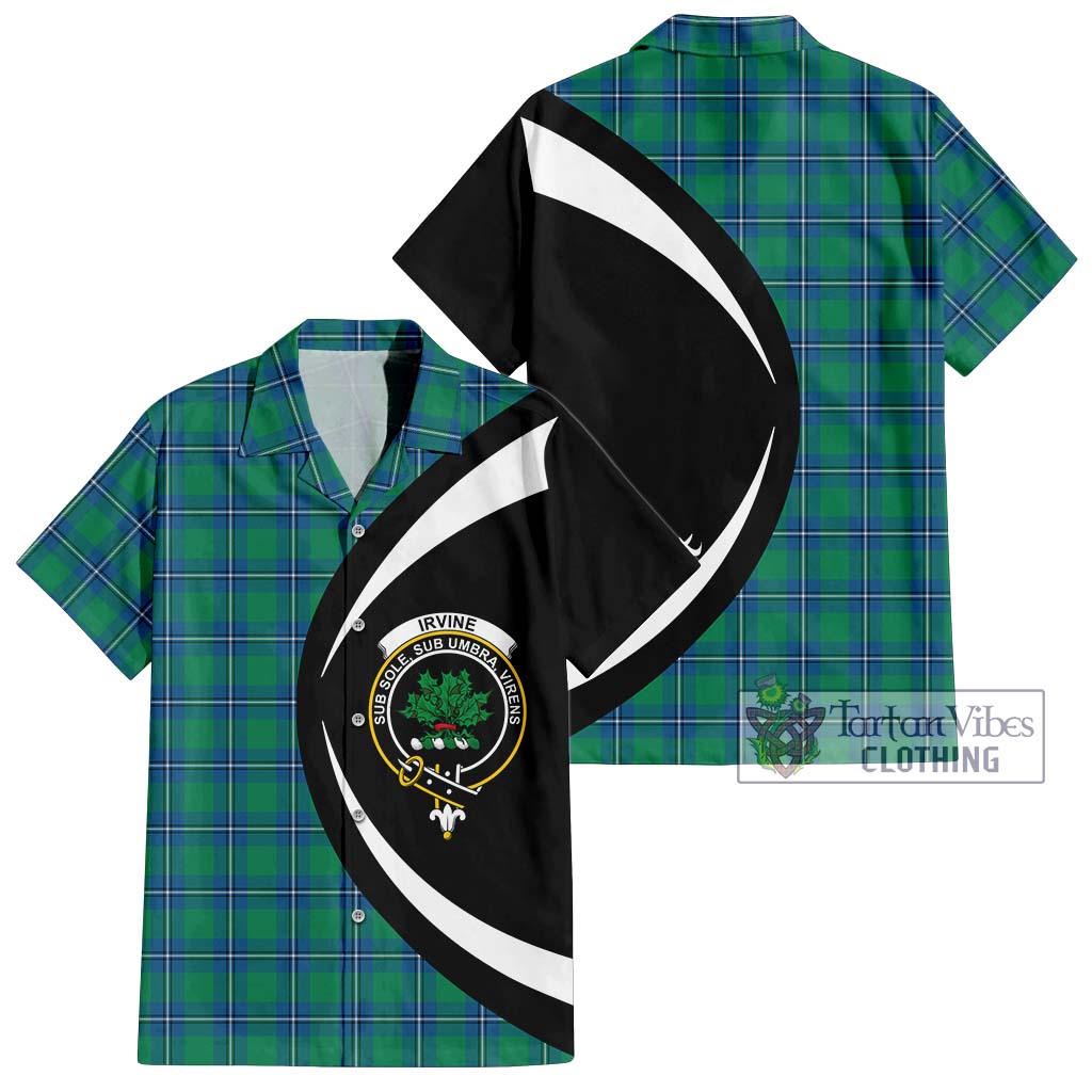 Irvine Tartan Short Sleeve Button Up with Family Crest Circle Style Kid - Tartan Vibes Clothing