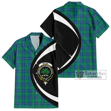 Irvine Tartan Short Sleeve Button Up with Family Crest Circle Style