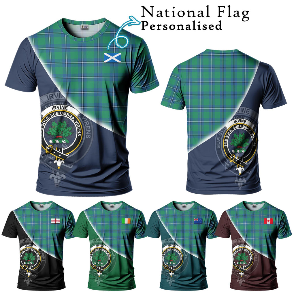 Irvine Tartan T-Shirt with Personalised National Flag and Family Crest Half Style Kid's Shirt - Tartanvibesclothing Shop