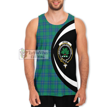 Irvine Tartan Men's Tank Top with Family Crest Circle Style