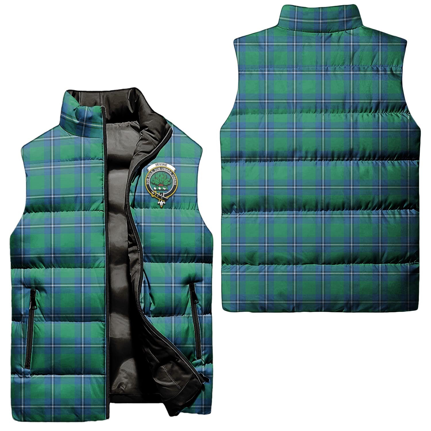 Irvine Ancient Tartan Sleeveless Puffer Jacket with Family Crest Unisex - Tartanvibesclothing