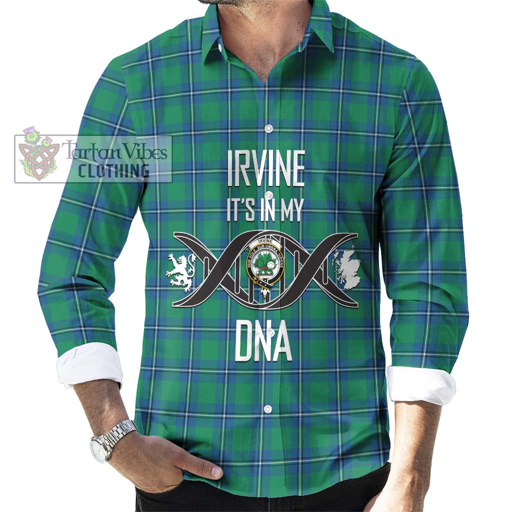 Irvine Tartan Long Sleeve Button Shirt with Family Crest DNA In Me Style Men's Shirt S - Tartanvibesclothing Shop