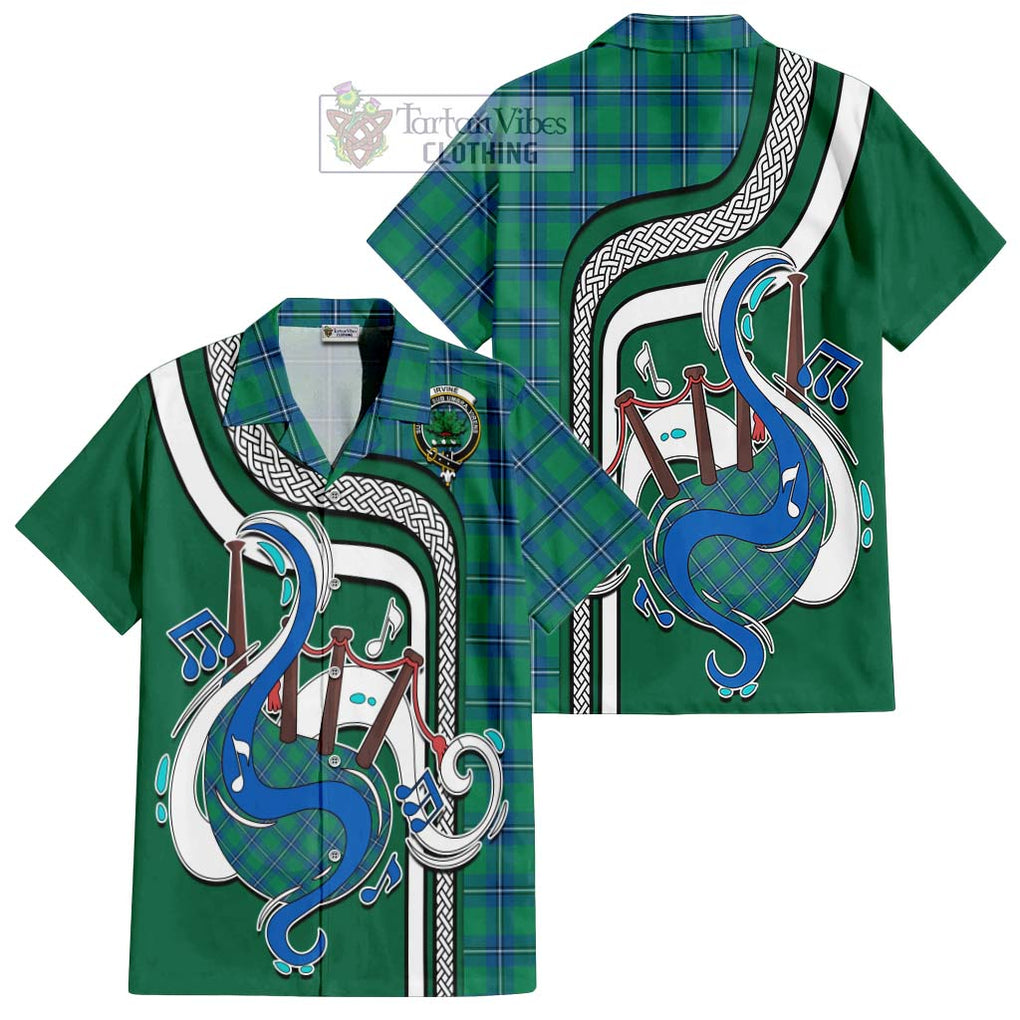 Irvine Tartan Short Sleeve Button Shirt with Epic Bagpipe Style Kid - Tartanvibesclothing Shop