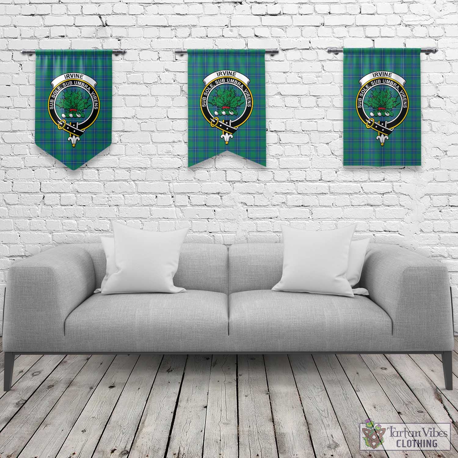 Tartan Vibes Clothing Irvine Ancient Tartan Gonfalon, Tartan Banner with Family Crest