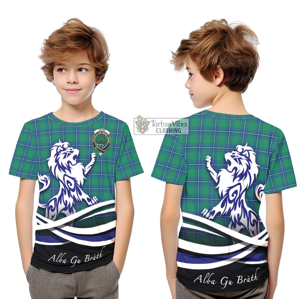 Irvine Tartan Kid T-Shirt with Alba Gu Brath Regal Lion Emblem Youth XL Size14 - Tartanvibesclothing Shop