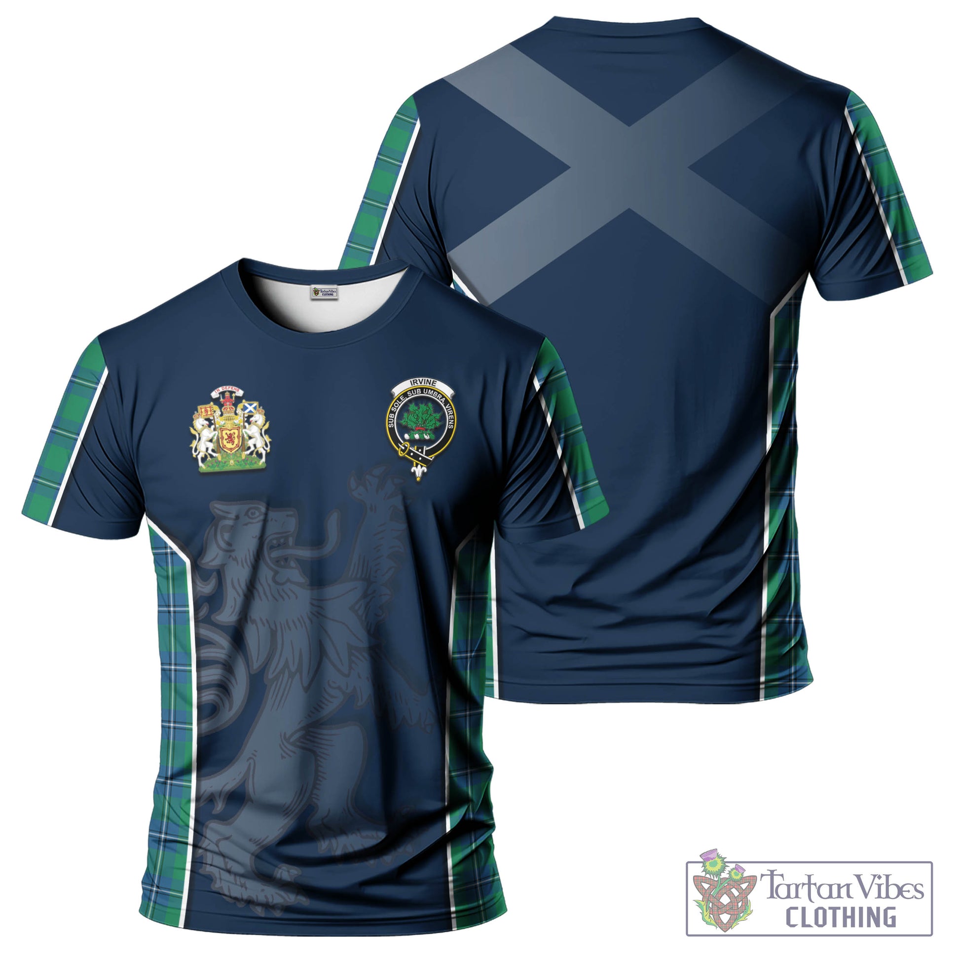 Tartan Vibes Clothing Irvine Ancient Tartan T-Shirt with Family Crest and Lion Rampant Vibes Sport Style