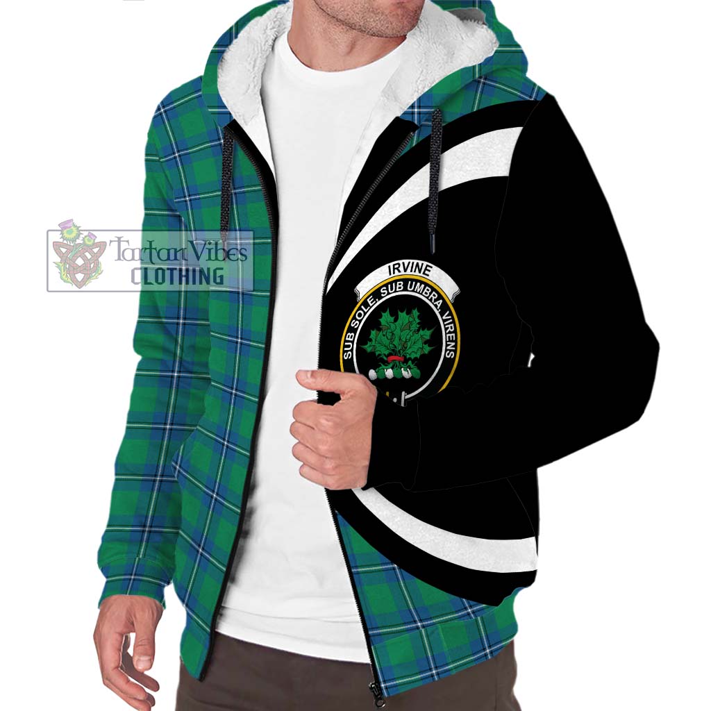 Irvine Tartan Sherpa Hoodie with Family Crest Circle Style Unisex S - Tartan Vibes Clothing