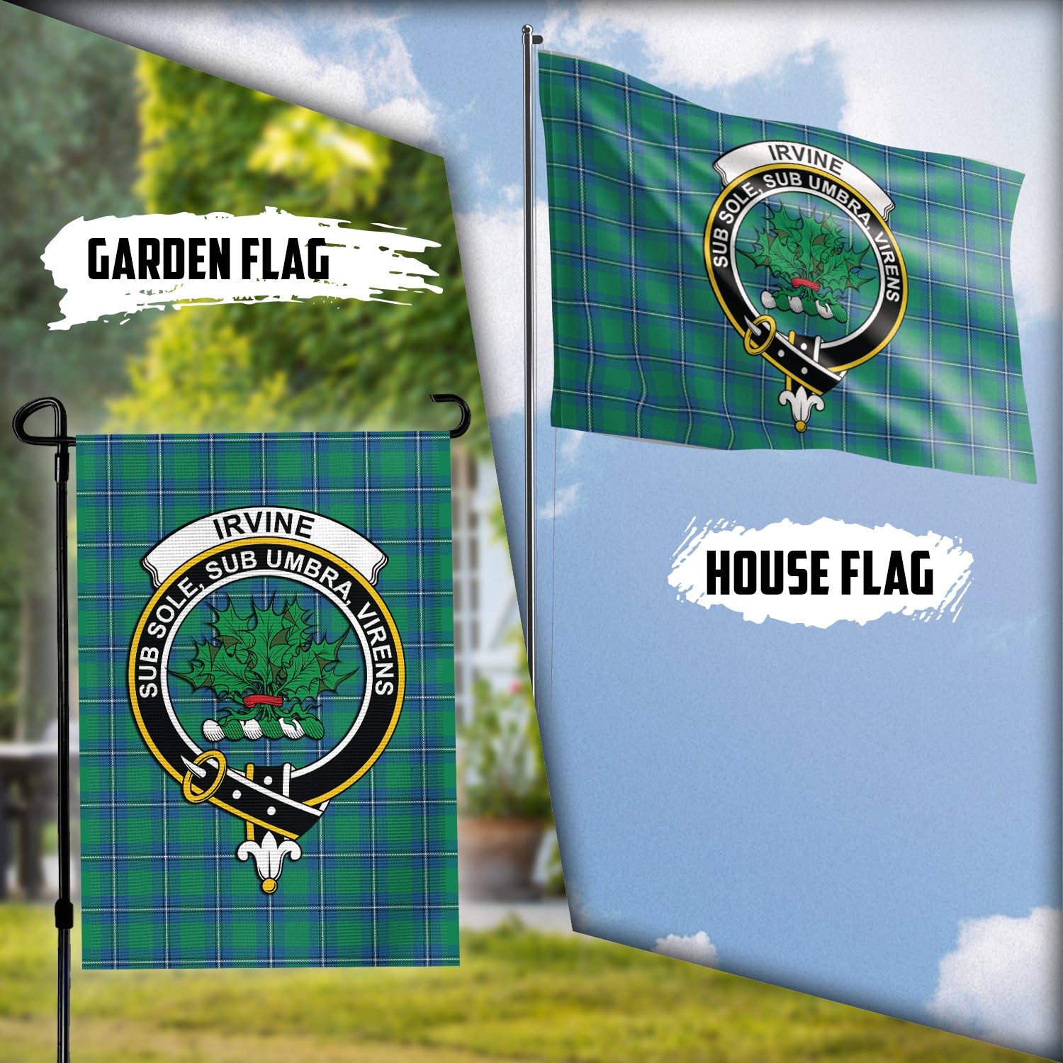 Irvine Tartan Flag with Family Crest Garden Flag (Vertical) - Tartan Vibes Clothing