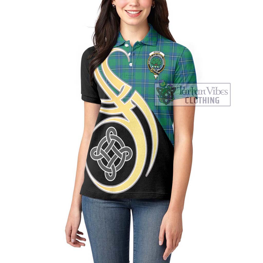 Irvine Tartan Women's Polo Shirt with Family Crest and Celtic Symbol Style Women - Tartan Vibes Clothing