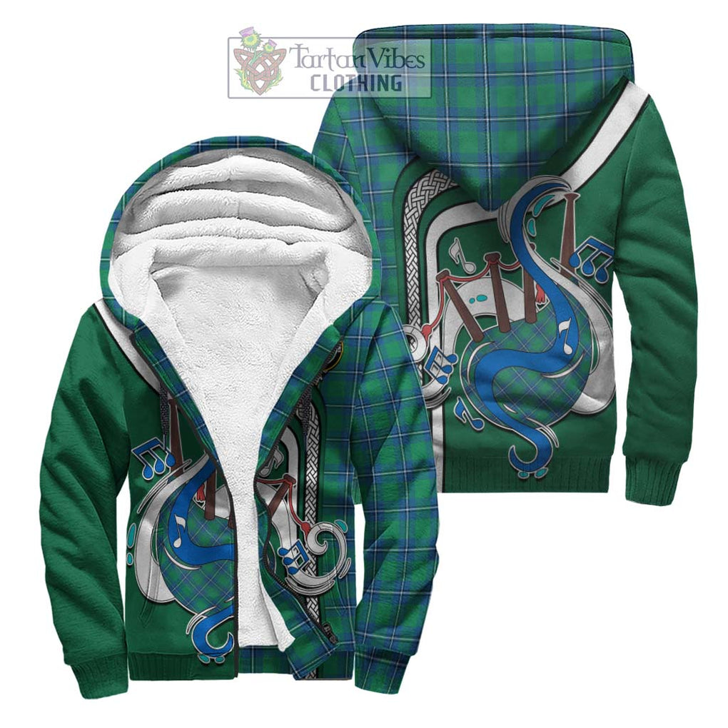 Irvine Tartan Sherpa Hoodie with Epic Bagpipe Style Unisex S - Tartanvibesclothing Shop