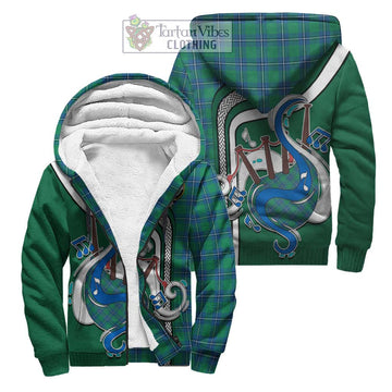 Irvine Tartan Sherpa Hoodie with Epic Bagpipe Style