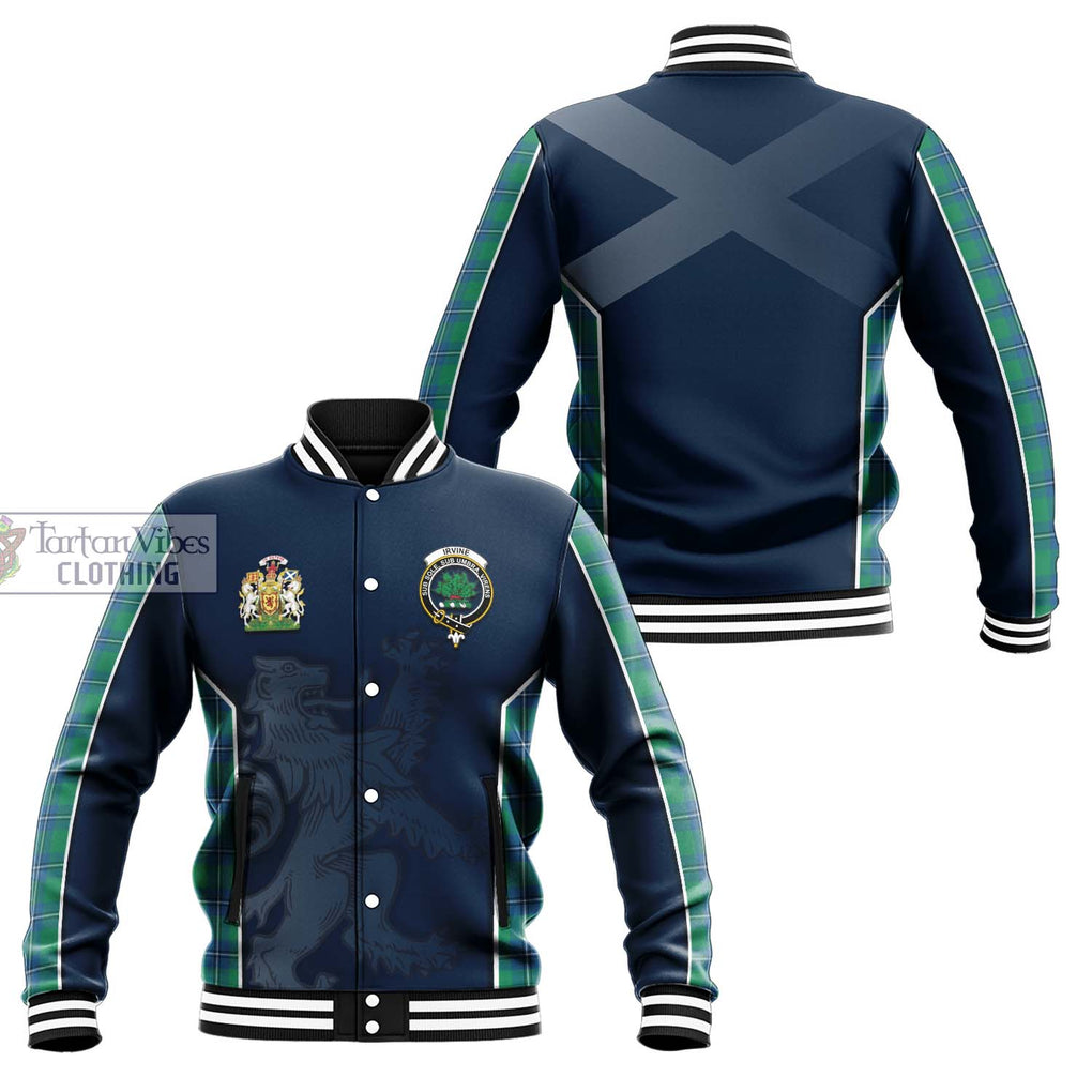 Irvine Tartan Baseball Jacket with Family Crest and Lion Rampant Vibes Sport Style Unisex - Tartan Vibes Clothing