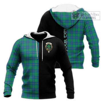 Irvine Tartan Knitted Hoodie with Family Crest and Half Of Me Style