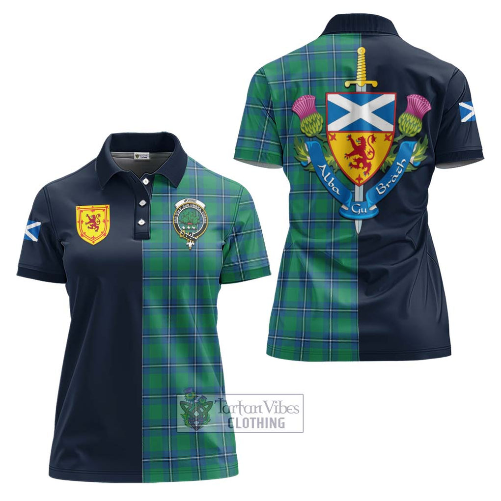 Tartan Vibes Clothing Irvine Ancient Tartan Women's Polo Shirt with Scottish Lion Royal Arm Half Style