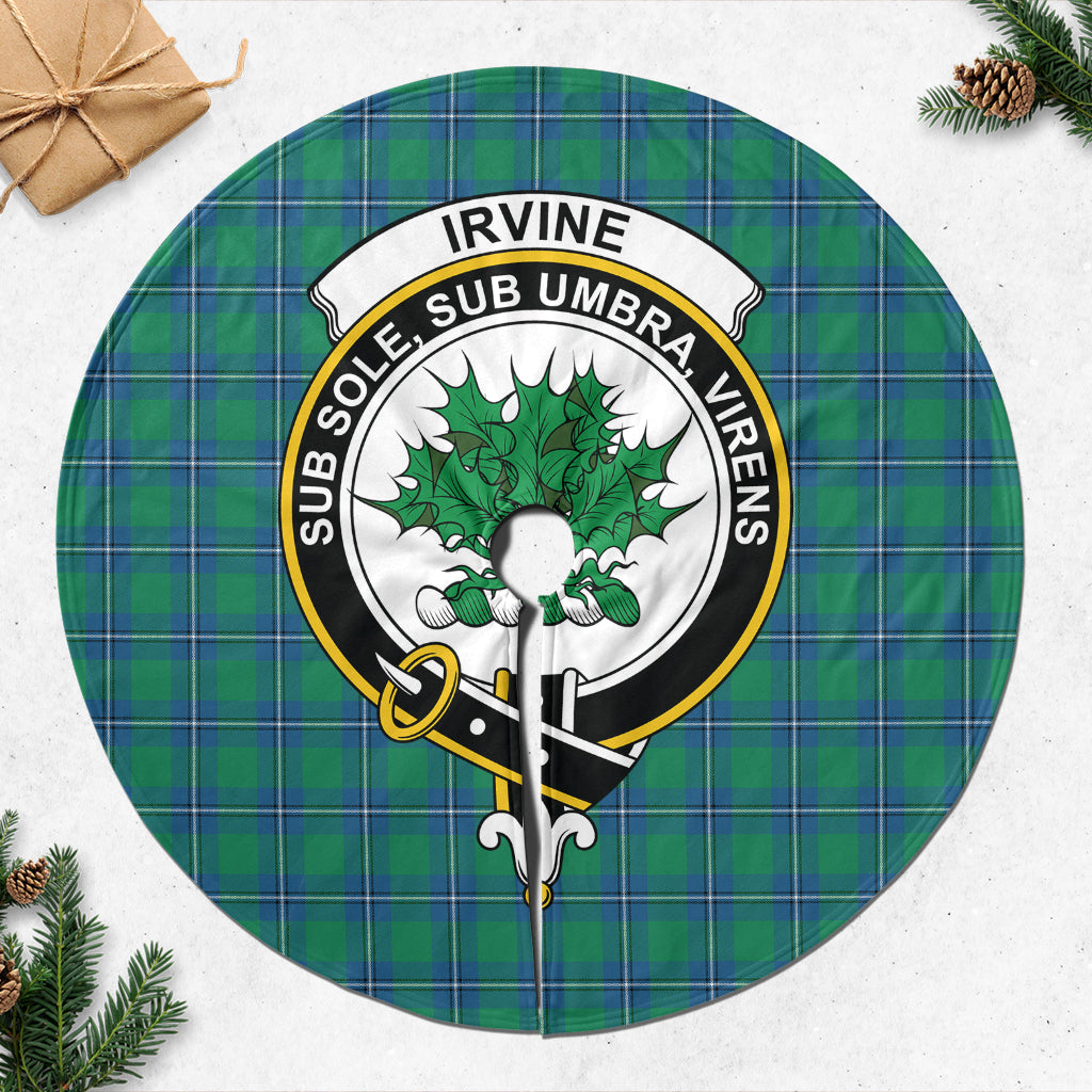 Irvine Ancient Tartan Christmas Tree Skirt with Family Crest - Tartanvibesclothing