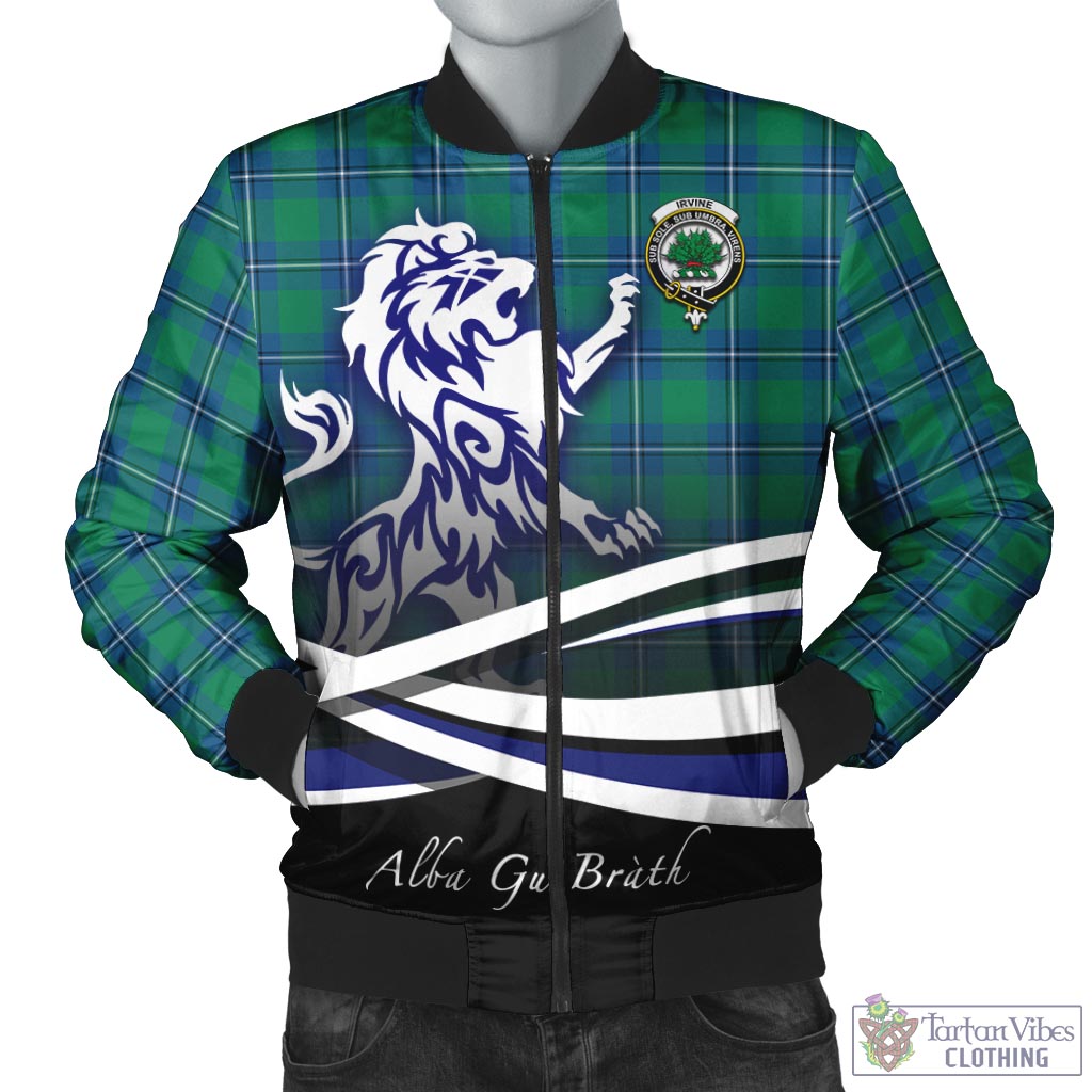 Tartan Vibes Clothing Irvine Ancient Tartan Bomber Jacket with Alba Gu Brath Regal Lion Emblem