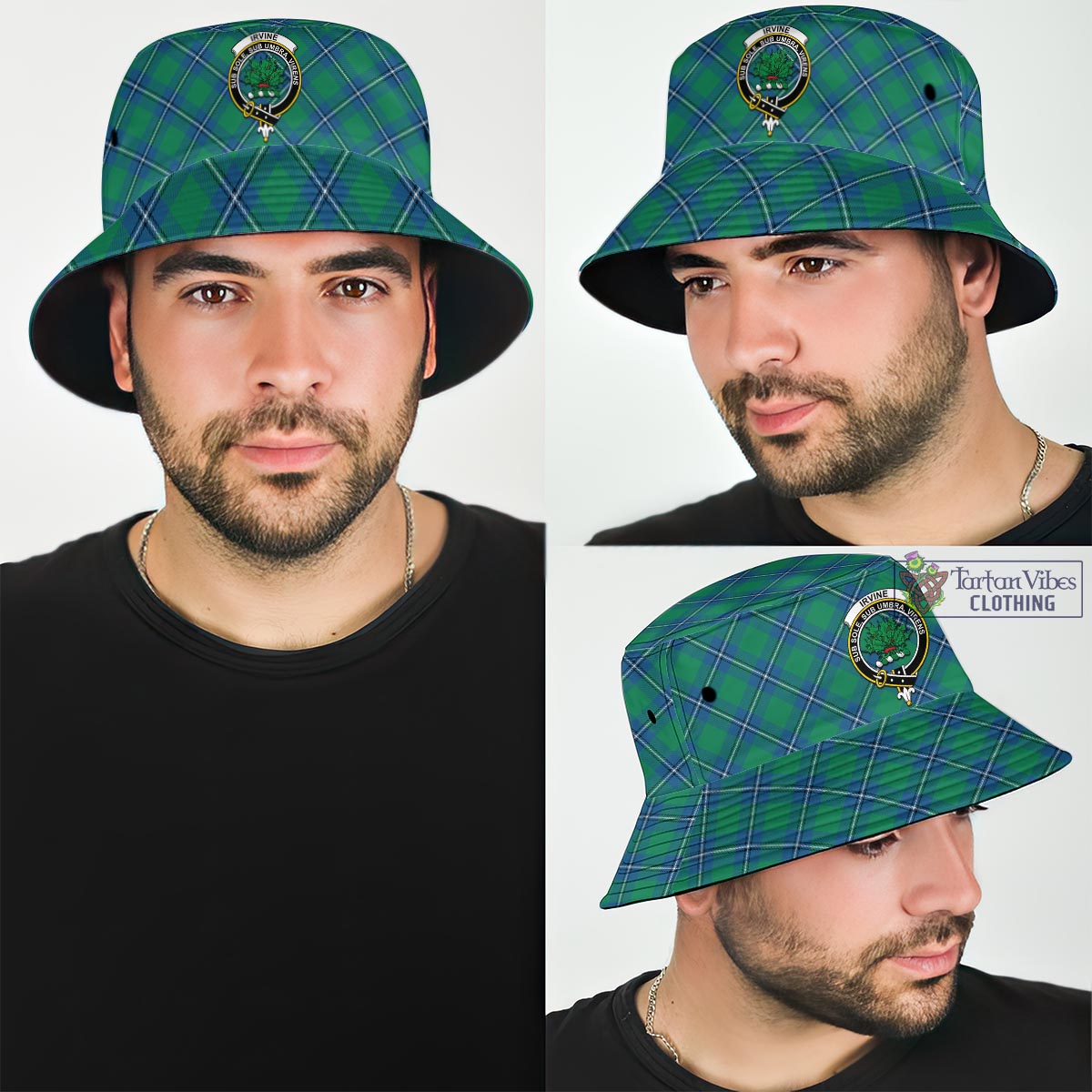 Tartan Vibes Clothing Irvine Ancient Tartan Bucket Hat with Family Crest