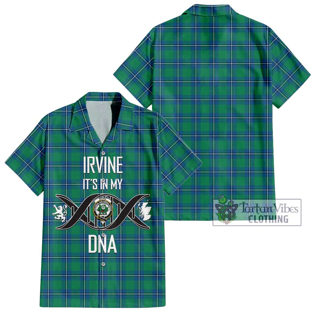 Irvine Tartan Short Sleeve Button Shirt with Family Crest DNA In Me Style Kid - Tartanvibesclothing Shop