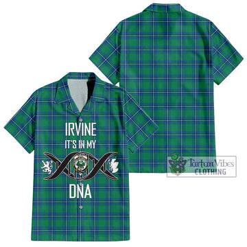 Irvine Tartan Short Sleeve Button Shirt with Family Crest DNA In Me Style