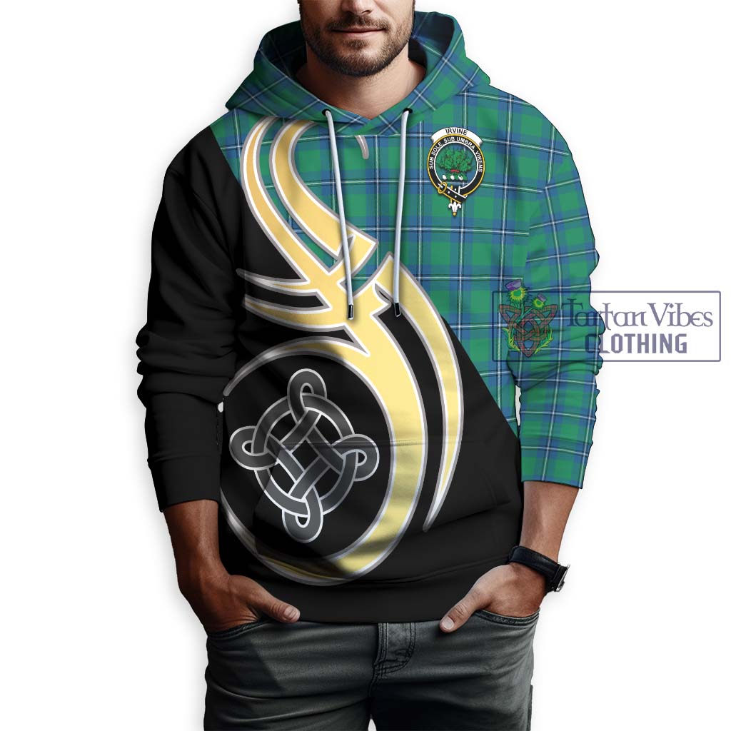 Irvine Tartan Hoodie with Family Crest and Celtic Symbol Style Zip Hoodie - Tartan Vibes Clothing