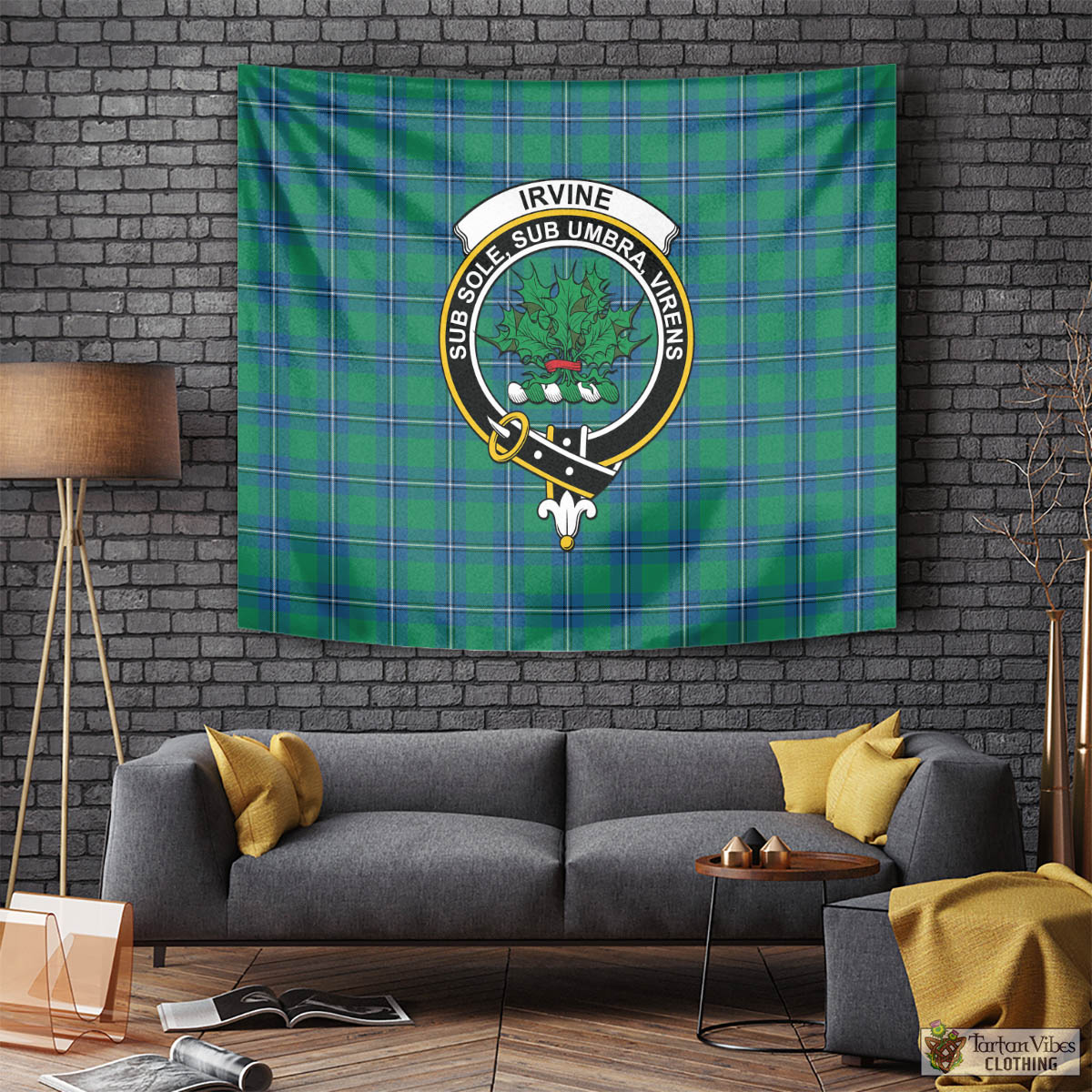 Tartan Vibes Clothing Irvine Ancient Tartan Tapestry Wall Hanging and Home Decor for Room with Family Crest