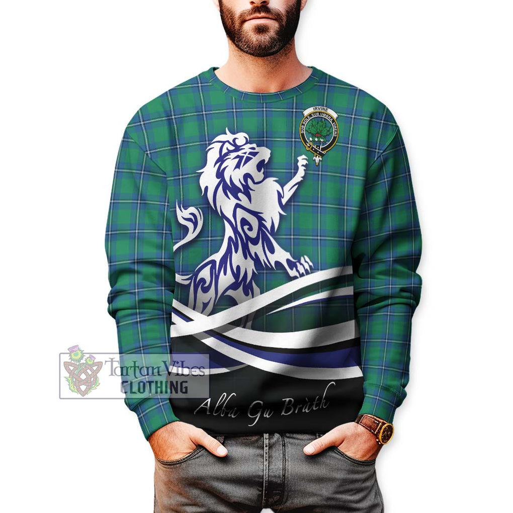 Irvine Tartan Sweatshirt with Alba Gu Brath Regal Lion Emblem Unisex - Tartanvibesclothing Shop