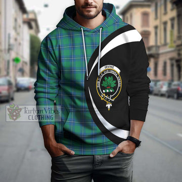 Irvine Ancient Tartan Hoodie with Family Crest Circle Style