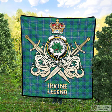 Irvine Tartan Quilt with Clan Crest and the Golden Sword of Courageous Legacy