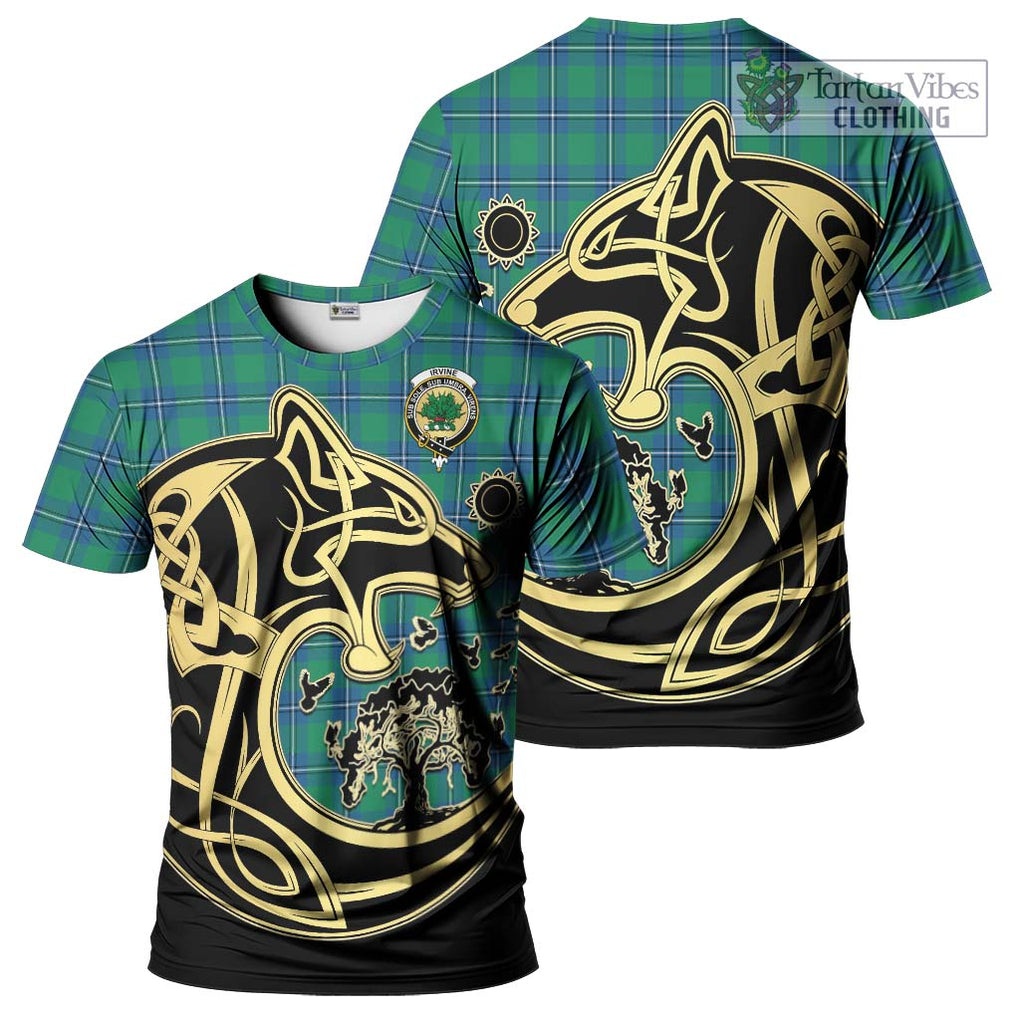 Irvine Tartan T-Shirt with Family Crest Celtic Wolf Style Kid's Shirt - Tartan Vibes Clothing