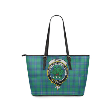 Irvine Tartan Leather Tote Bag with Family Crest