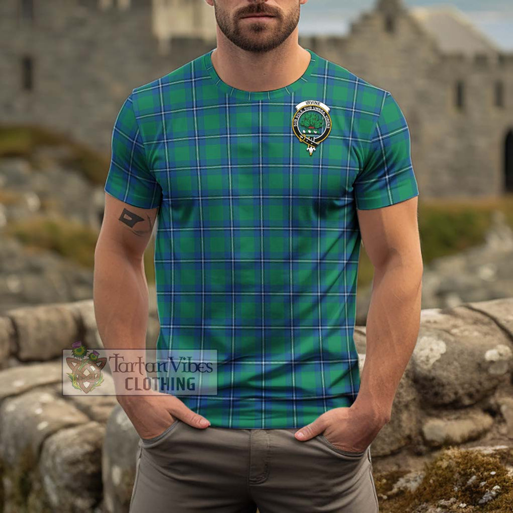 Irvine Tartan Cotton T-Shirt with Family Crest Men's Shirt - Tartanvibesclothing Shop