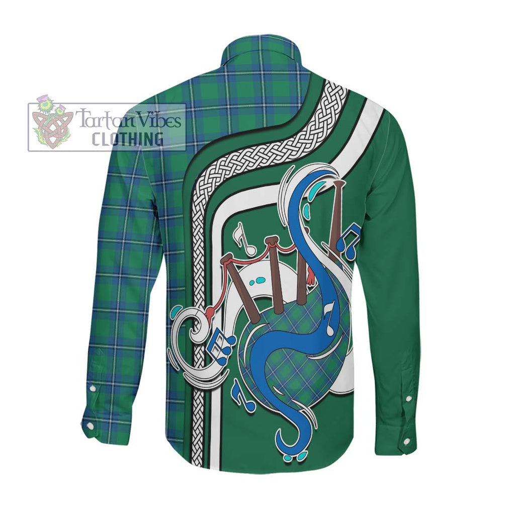 Irvine Tartan Long Sleeve Button Shirt with Epic Bagpipe Style Men's Shirt - Tartanvibesclothing Shop