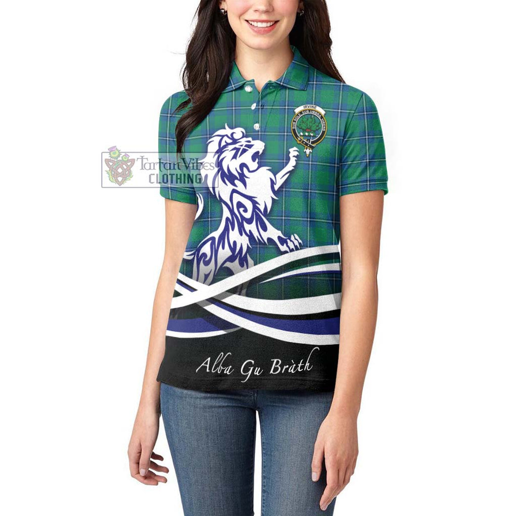 Irvine Tartan Women's Polo Shirt with Alba Gu Brath Regal Lion Emblem - Tartanvibesclothing Shop