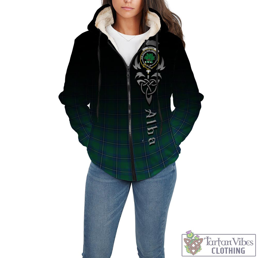 Tartan Vibes Clothing Irvine Ancient Tartan Sherpa Hoodie Featuring Alba Gu Brath Family Crest Celtic Inspired