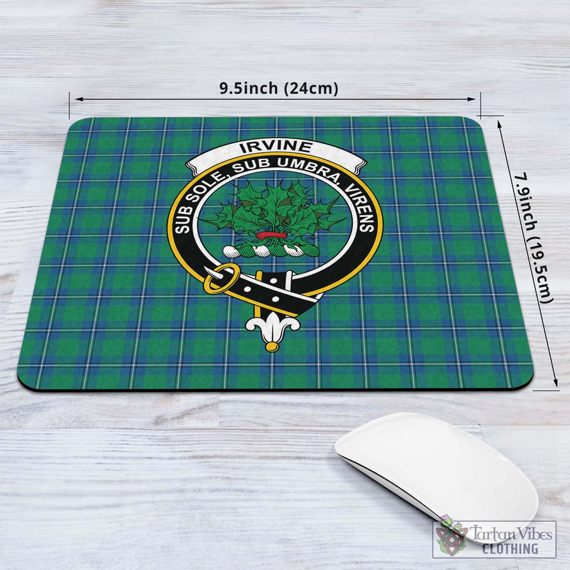 Tartan Vibes Clothing Irvine Ancient Tartan Mouse Pad with Family Crest