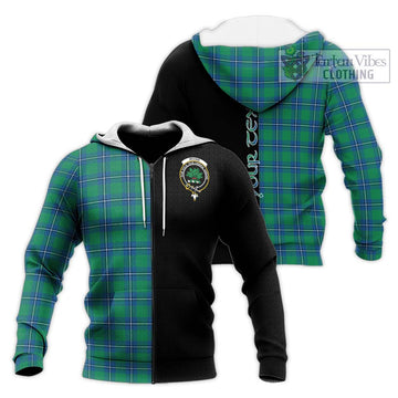 Irvine Tartan Knitted Hoodie with Family Crest and Half Of Me Style