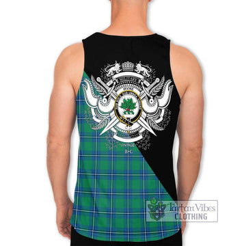 Irvine Tartan Men's Tank Top with Family Crest and Military Logo Style